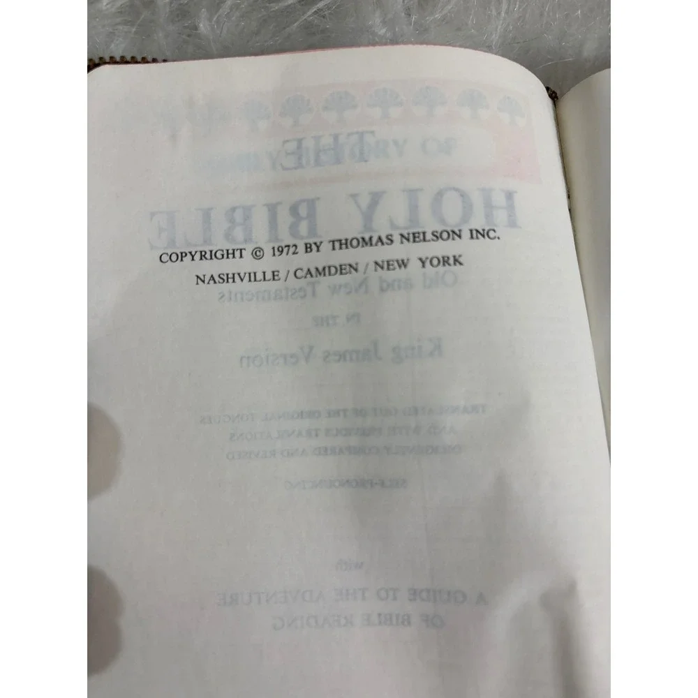 Vintage 1972 Thomas Nelson KJV Holy Bible Black Zippered Red Letter 114Z Compact